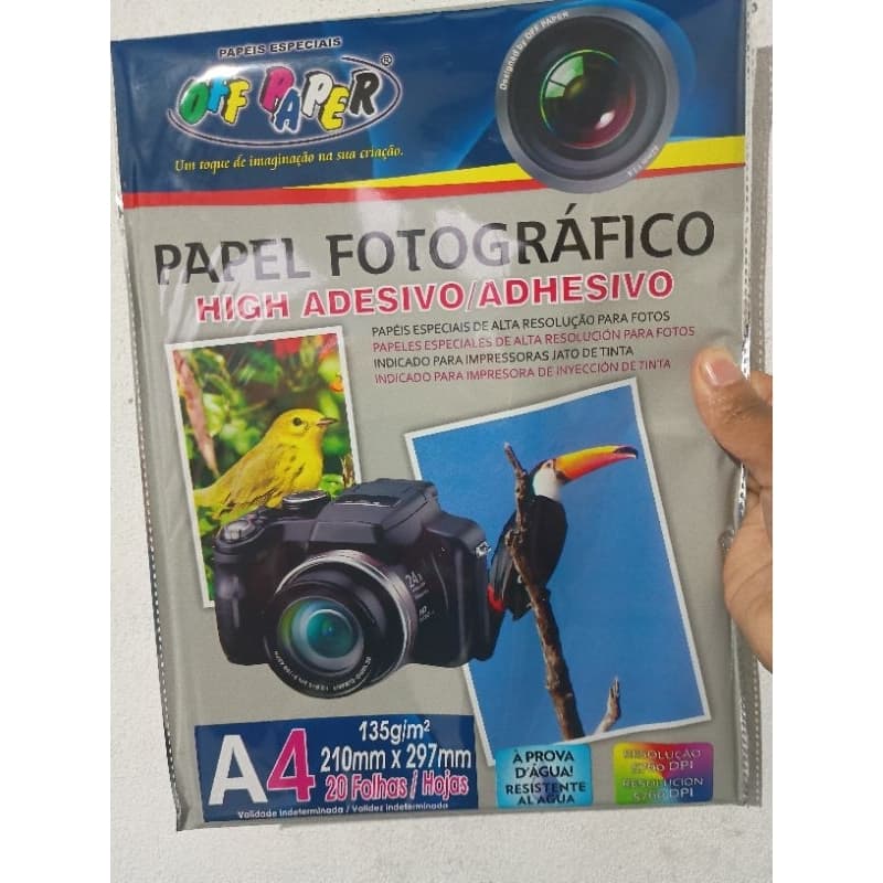 20 papel fotográfico Adesivo A4 135 gramatura brilhoso off paper