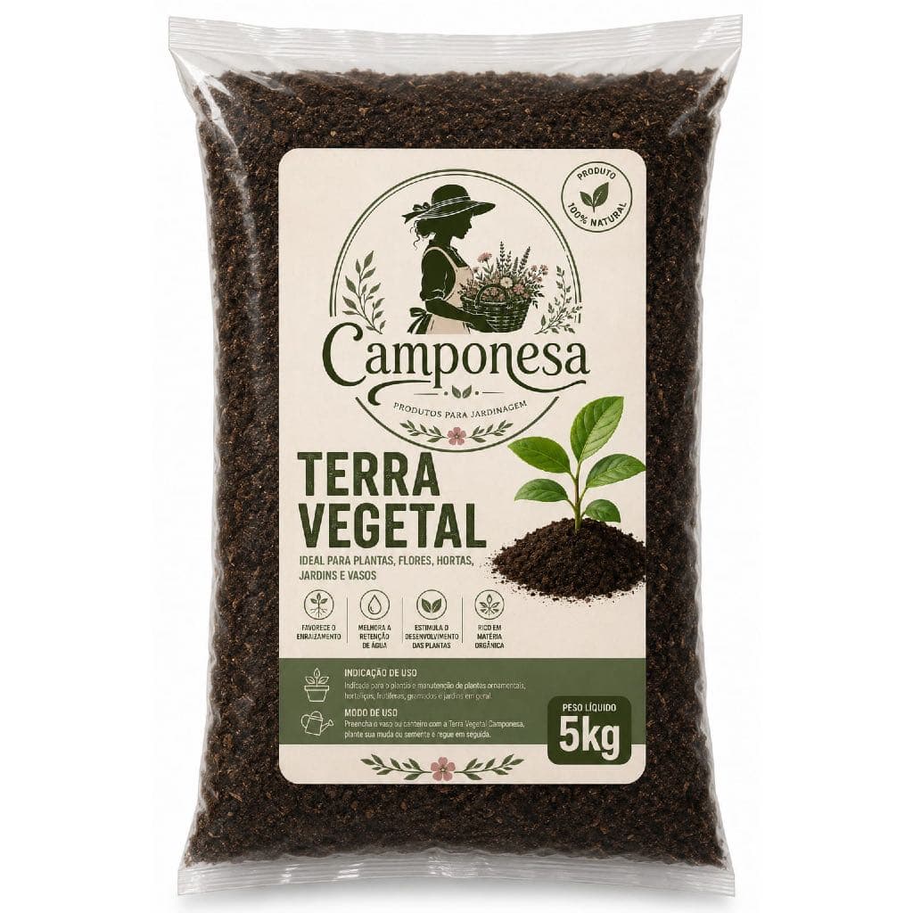 Terra Vegetal Adubada 2,5 até 10kg - Promove Crescimento e Longevidade das Plantas