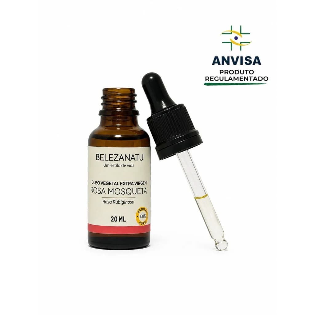Óleo Vegetal Extra Virgem de Rosa Mosqueta 20ml 100% Puro Rosto Corpo e Cabelo | BelezaNatu