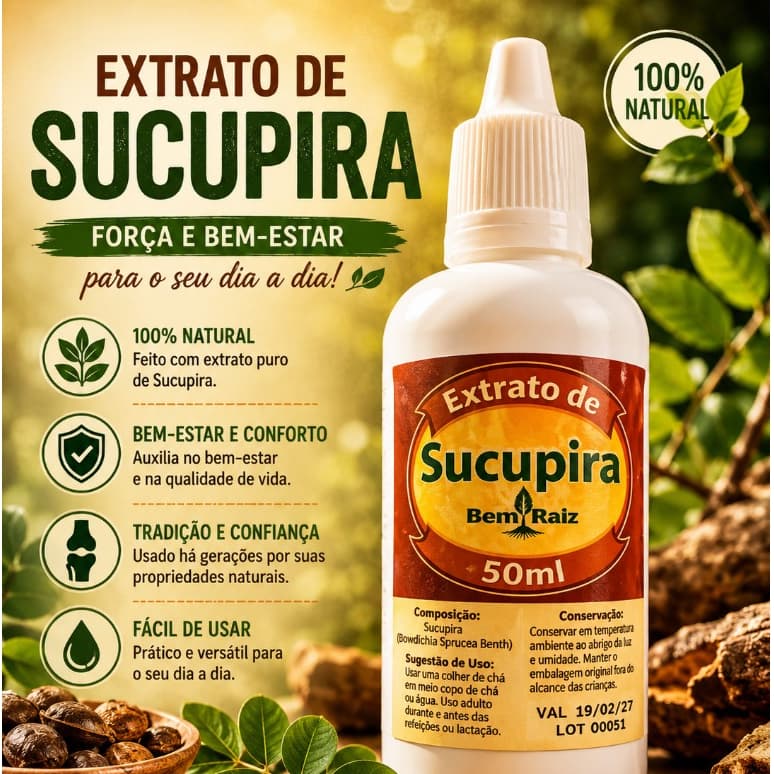 Extrato de Sucupira 50ml | Produto Natural Bem Raiz