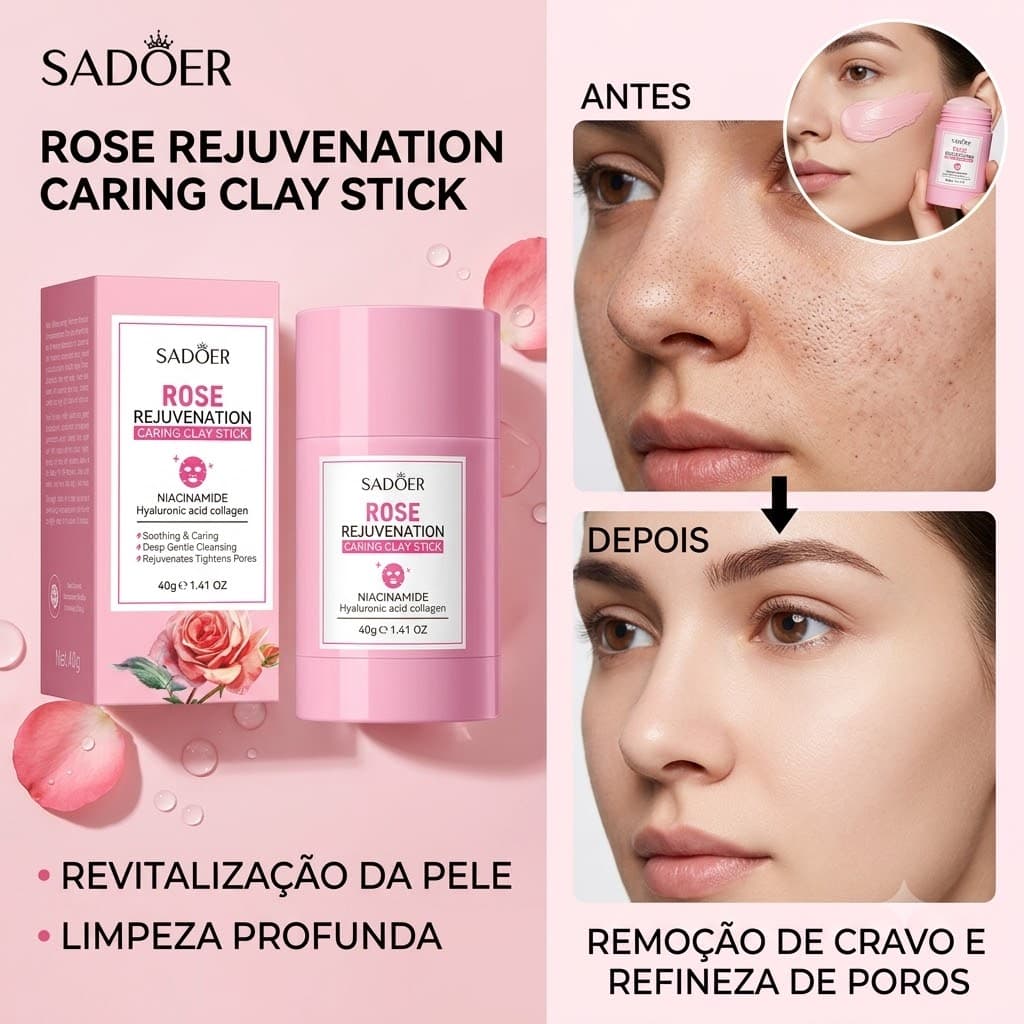 SADOER Máscara Lama vulcânica Remover de Cravos Anti-Acne Hidratante Beleza Pele Facial Clean Face Clareador Mask Stick