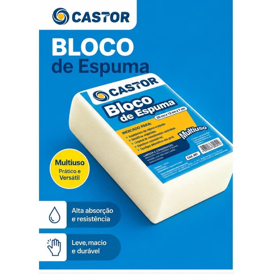 Bloco de Espuma Castor 20x13x7cm