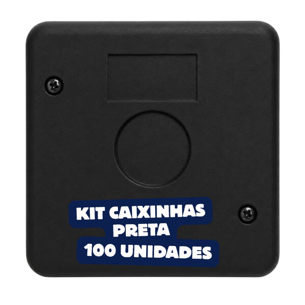 Kit 100 Caixa Preta Sobrepor Plástica Organizadora passagem cftv com 2 parafuso afli