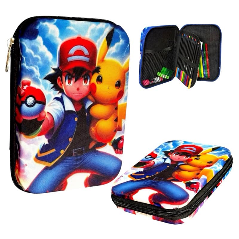 ESTOJO BOX POKEMON PIKACHU ESTOJO BOX ESCOLAR INFANTIL MENINO DESENHOS