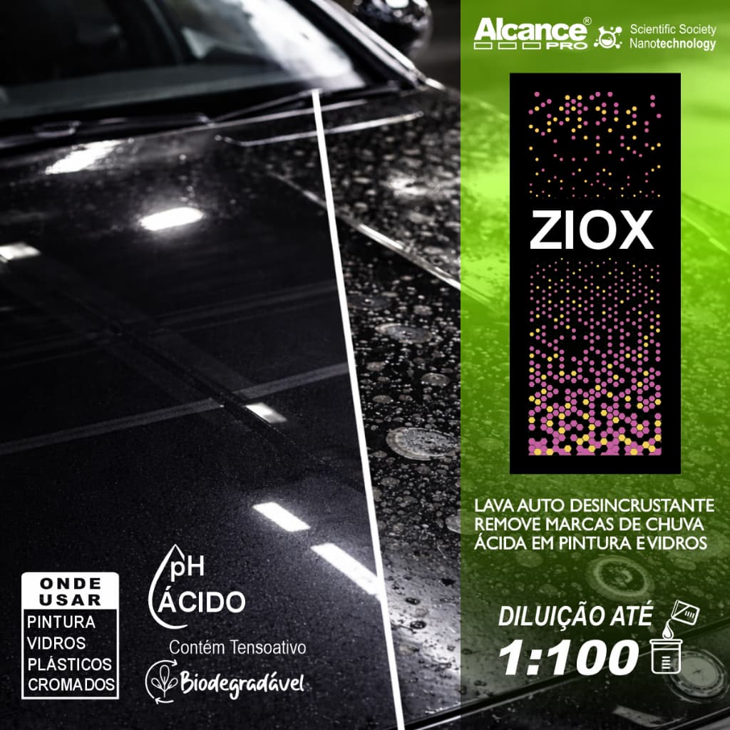 Shampoo Automotivo Concentrado Alcance Ziox 1L Biodegradável Multifuncional