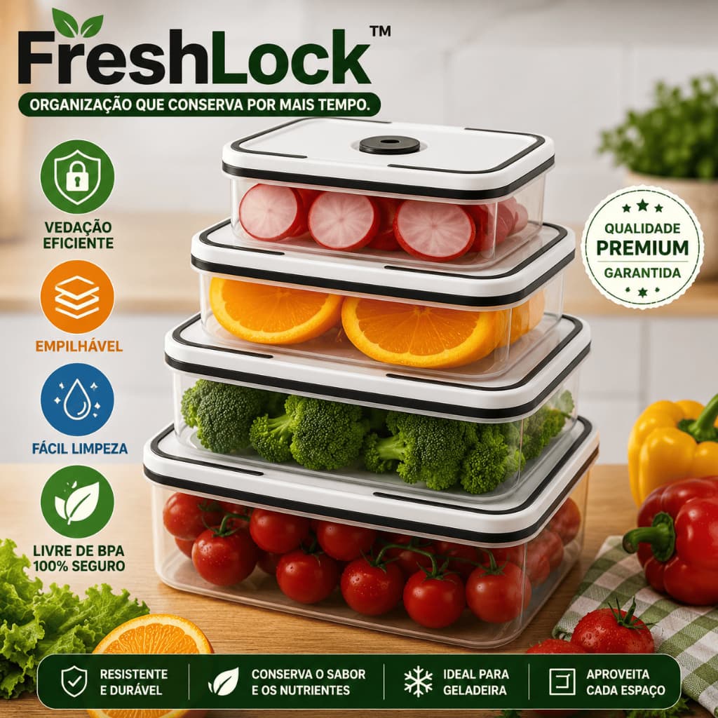 Kit 4 Potes Herméticos Plástico com Tampa Vedação Hermética Organizador de Cozinha