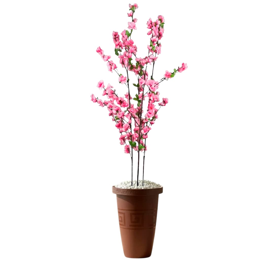 KIT Planta Artificial Grande Cerejeira Rosa Pessegueiro 1 metro Sekura + Vaso Grande Polipropileno