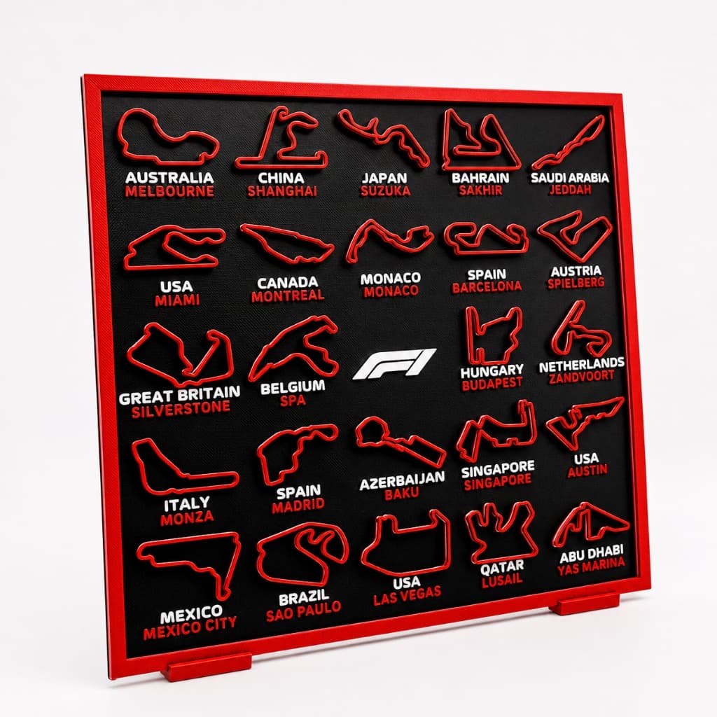 Quadro Circuitos Fórmula 1 Com Suporte + Chaveiro F1