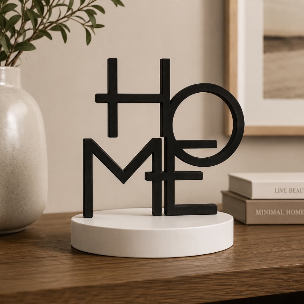 Escultura Decorativa "HOME" Minimalista 3D | sem base