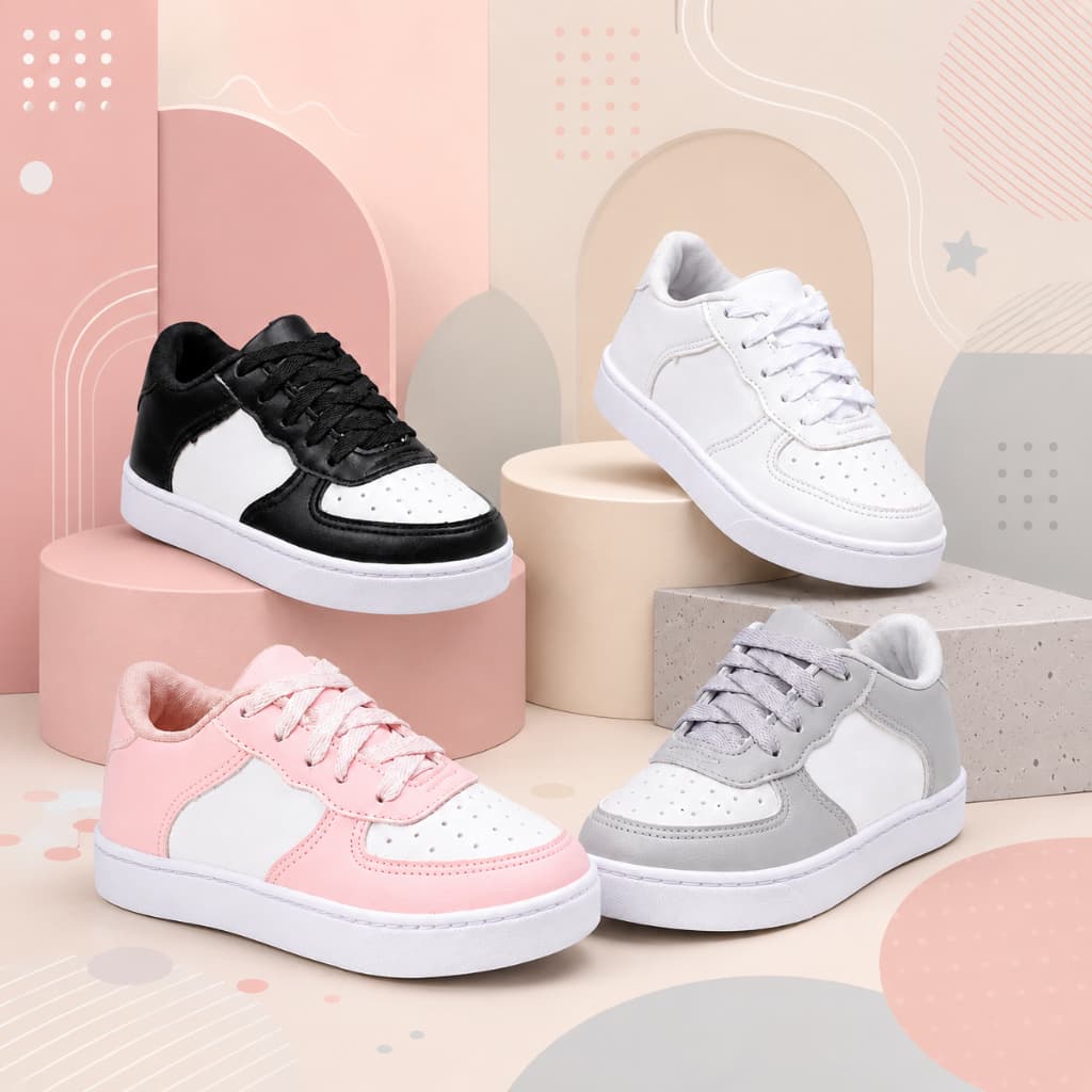KIT 4 PARES Tênis Infantil Branco Escolar Meninos Meninas Confortável Resistente Leve Envio Imediato