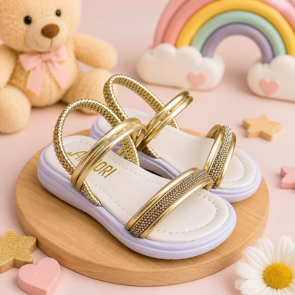 Sandália Feminina Infantil Menina Kids Confortável Moderna Casual Dia Dia Férias Escolares Promoção