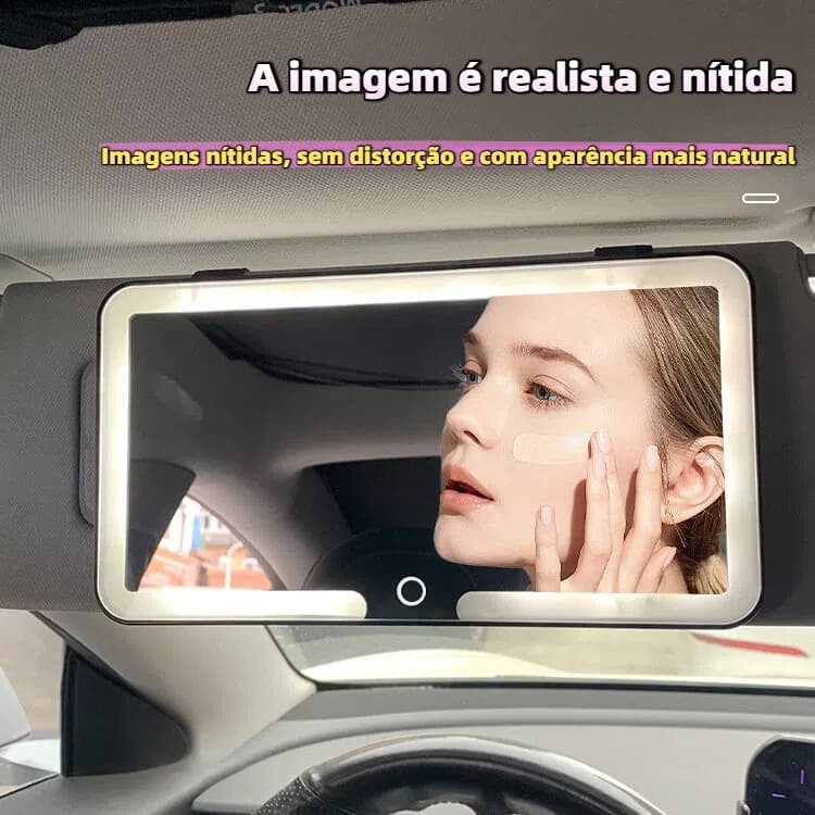 Espelho de vaidade para carro com tela sensível ao toque LED,brilho ajustável,troca de 3cores e ultrabrilhante 1000lúmen