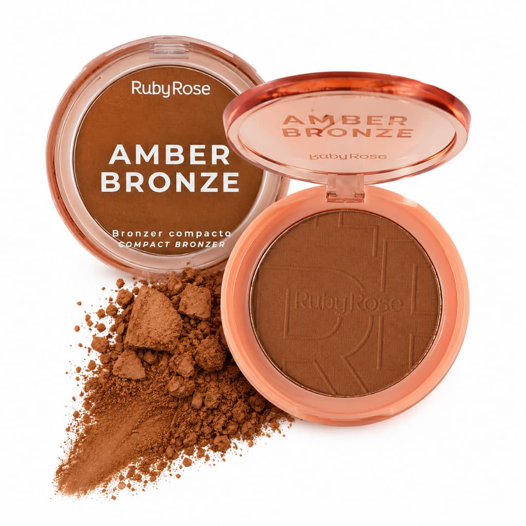 Bronzer Compacto Ruby Rose Amber Bronze HBM202 Efeito Bronzeado Natural Contorno
