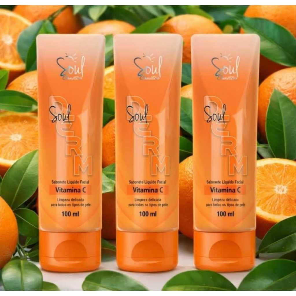 Sabonete Líquido Facial Soul Derm Vitamina C Antioxidante - Limpeza Profunda e  Hidratação para Todos Tipos de Pele
