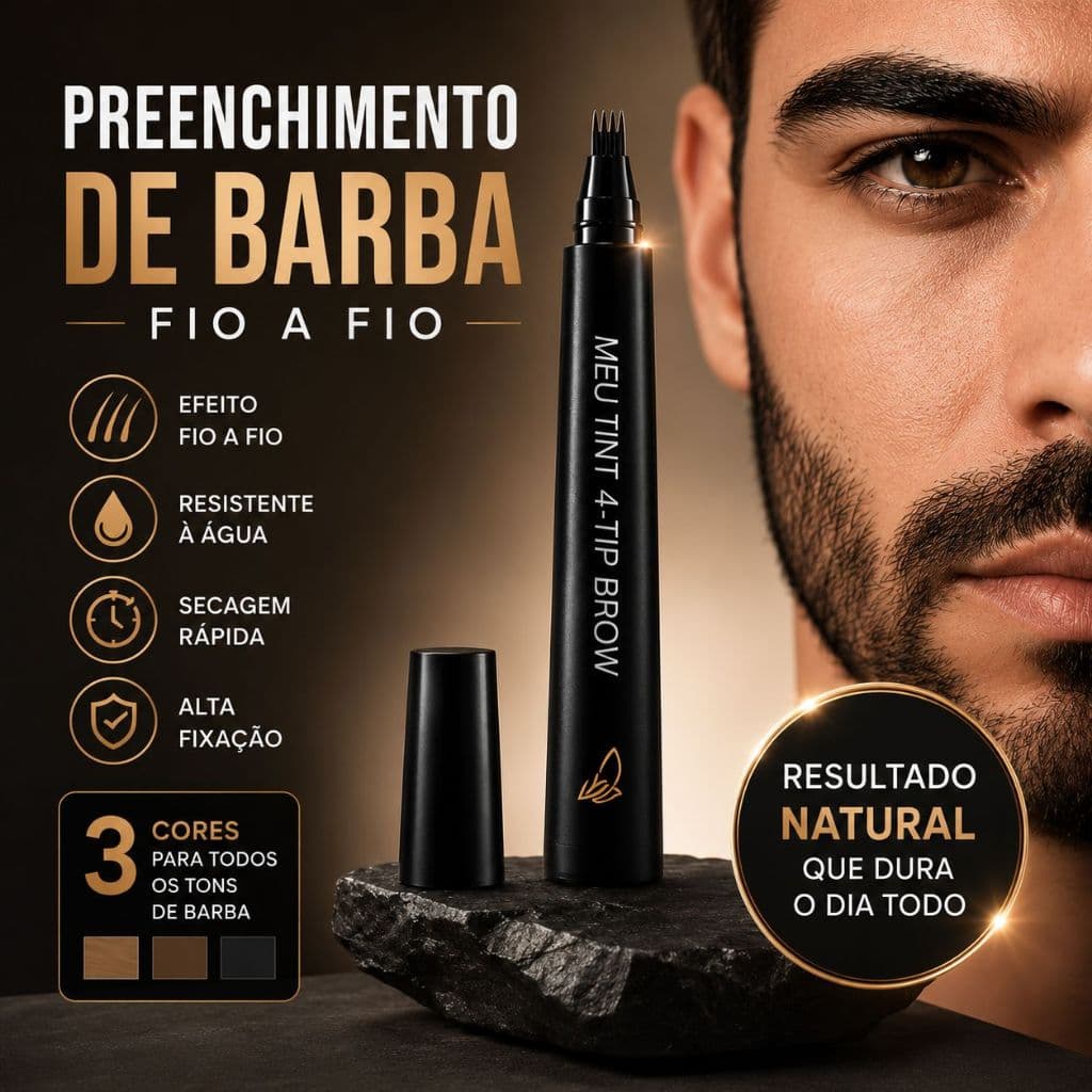 Caneta Preenchimento de Barba Fio a Fio Febella Meu Tint 4 Tip Corretor de Falhas Volume e Definição