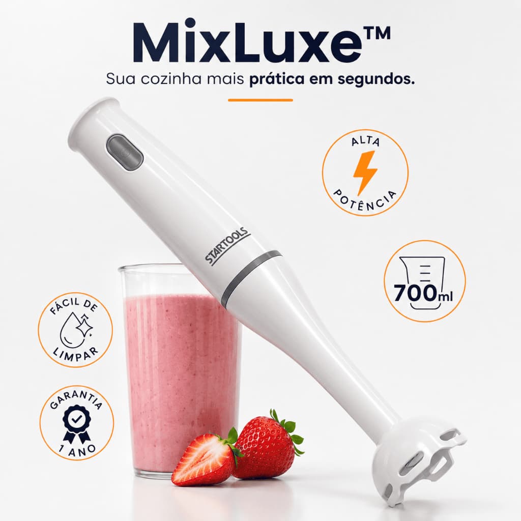Mixer Elétrico Portátil 700ml Alta Potência 220V Mixer de Mão para Vitaminas Shakes Molhos e Sopas