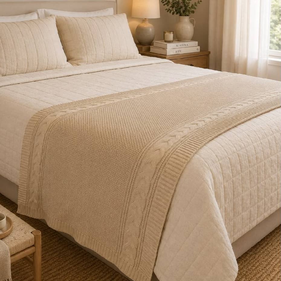 Peseira Tricot Traça Lateral Para Cama Sofá Decoração Para Quarto Casa Luxo Premium 150 a 260cm