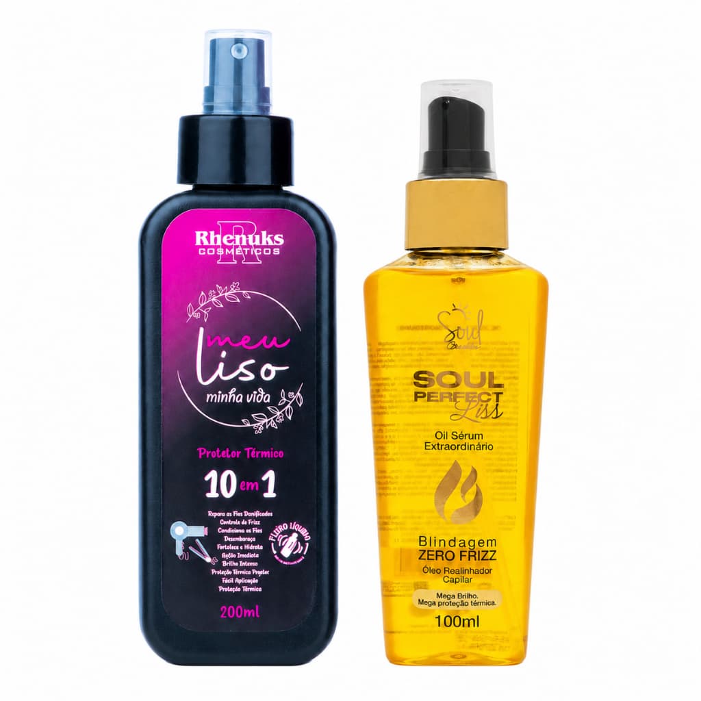 Kit Protetor Térmico Meu Liso 200ml + Óleo Sérum Perfect Liss 100ml
