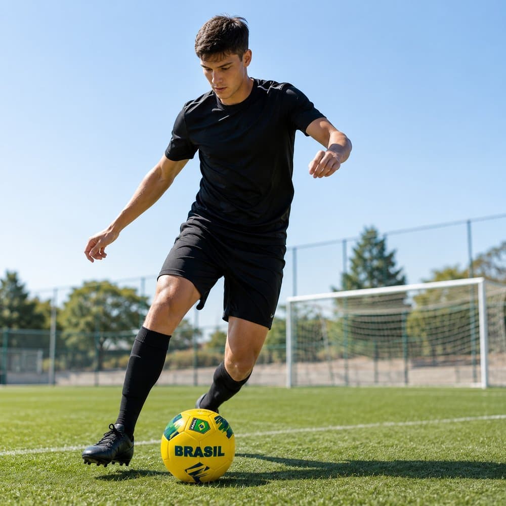 Bola Futebol Brasil Número 5 Amarela Costurada Resistente Campo Quadra