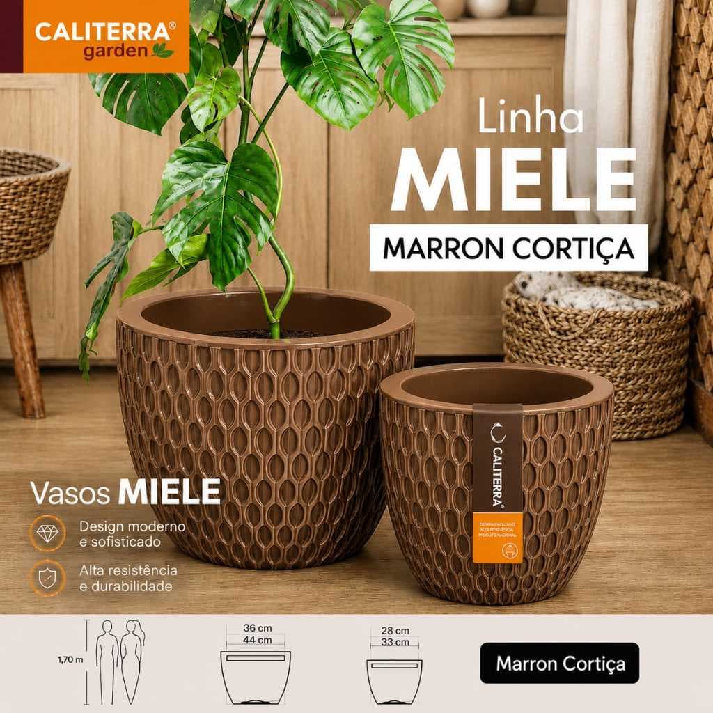 Vaso Grande Polietileno Decorativo Cachepot Plantas Jardim Paisagismo Sala Varanda Área Interna Externa  Miele