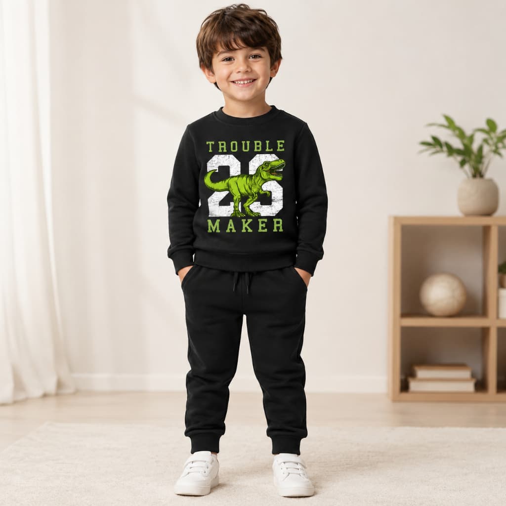 Conjunto Moleton Infantil Dinossauro Calca Jogger Flanelado Quentinho