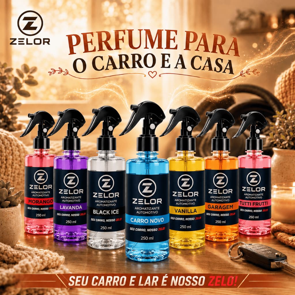 Aromatizante Spray 250ml Zelor Cheirinho Carro e Ambiente Perfume Casa Presente Aroma Duradouro