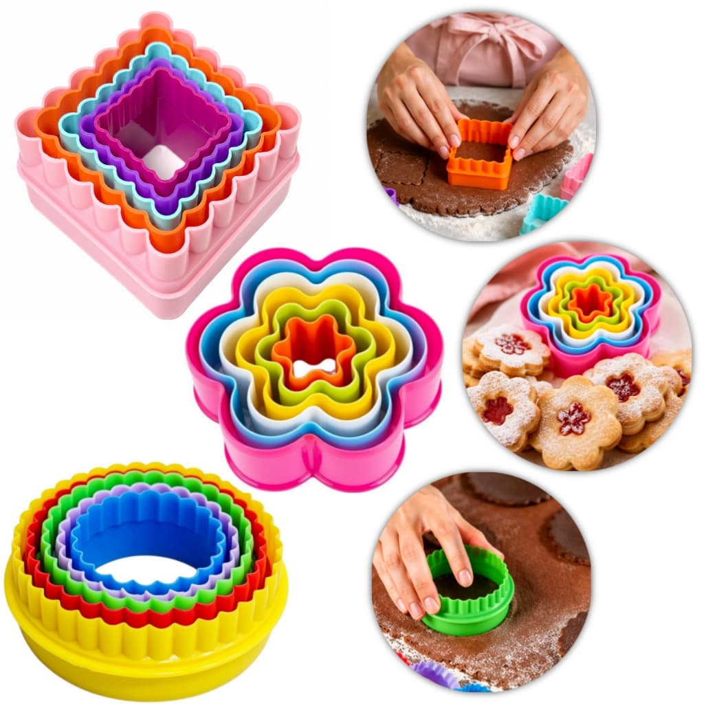 Kit 5 Cortadores Plástico Biscoito Artesanato Escola Confeitaria