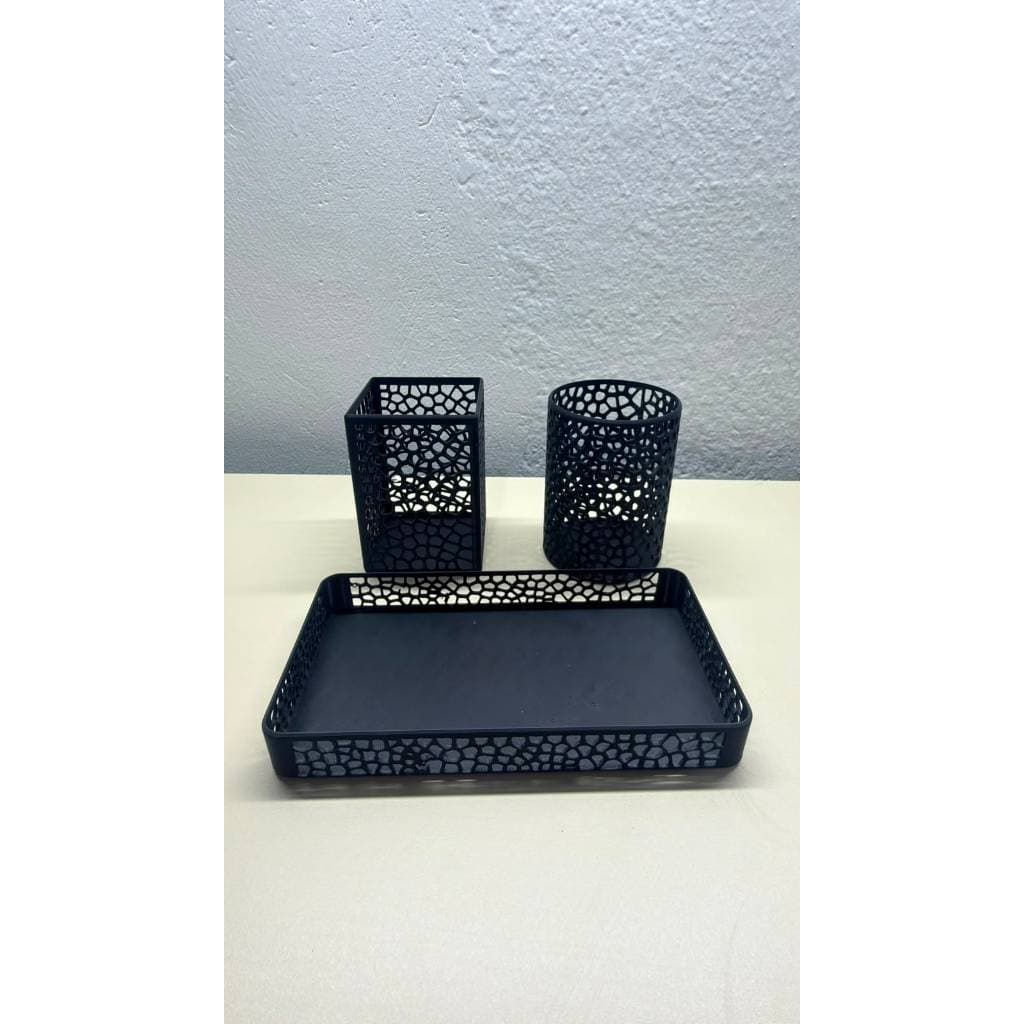 Kit 3 Peças Organizador De Mesa Escritório Computador