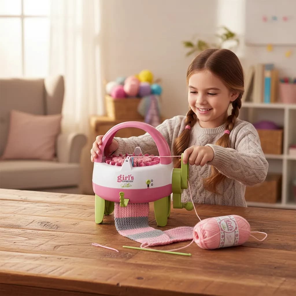 Maquininha De Tricô Infantil Tear 40 Agulhas Com Lã