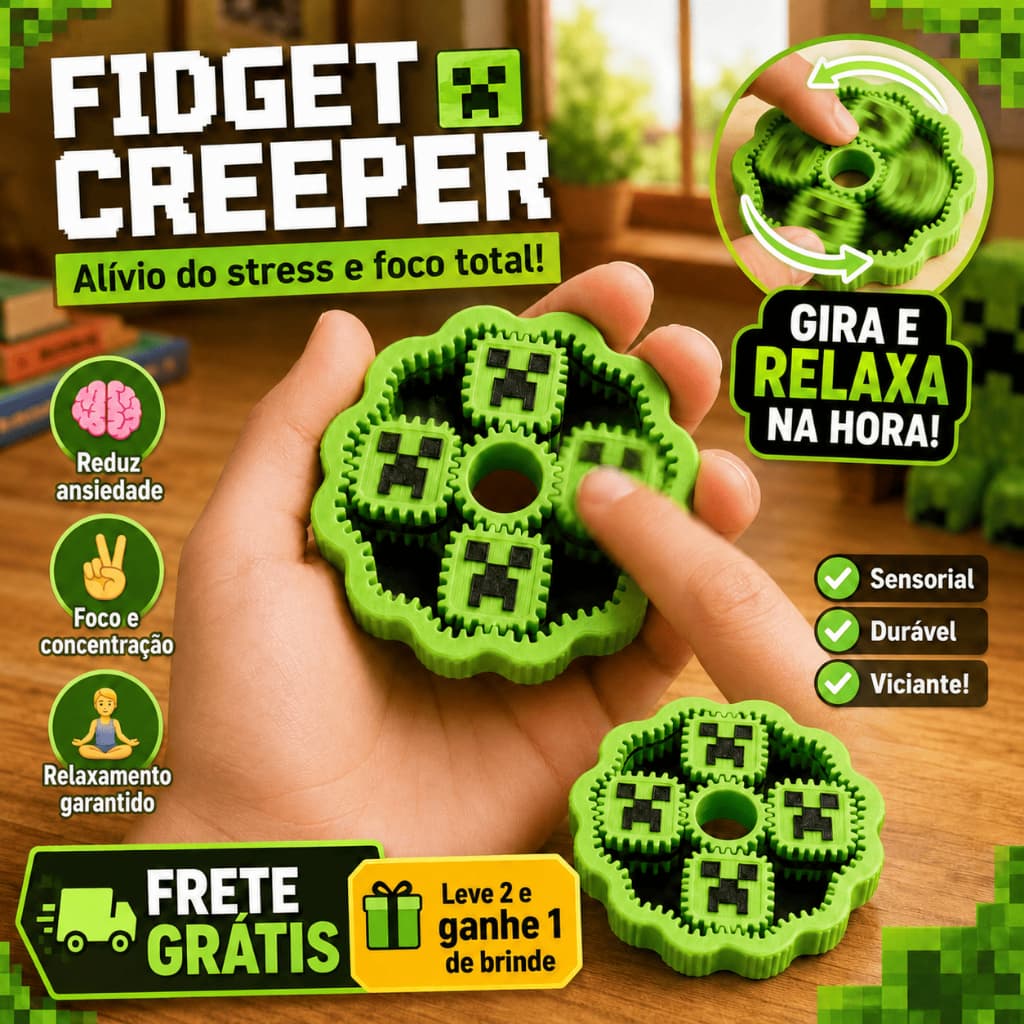 Kit 3 Brinquedos para Ansiedade e Relaxamento Fidget Sensorial de Engrenagem Anti Stress Verde e Cinza