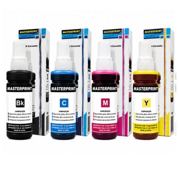KIT 4 REFIL TINTA 664 673 COMPATÍVEL PARA EPSON ECOTANK MASTERPRINT L800 L805 L810 L850 L1300 L1455 L1800