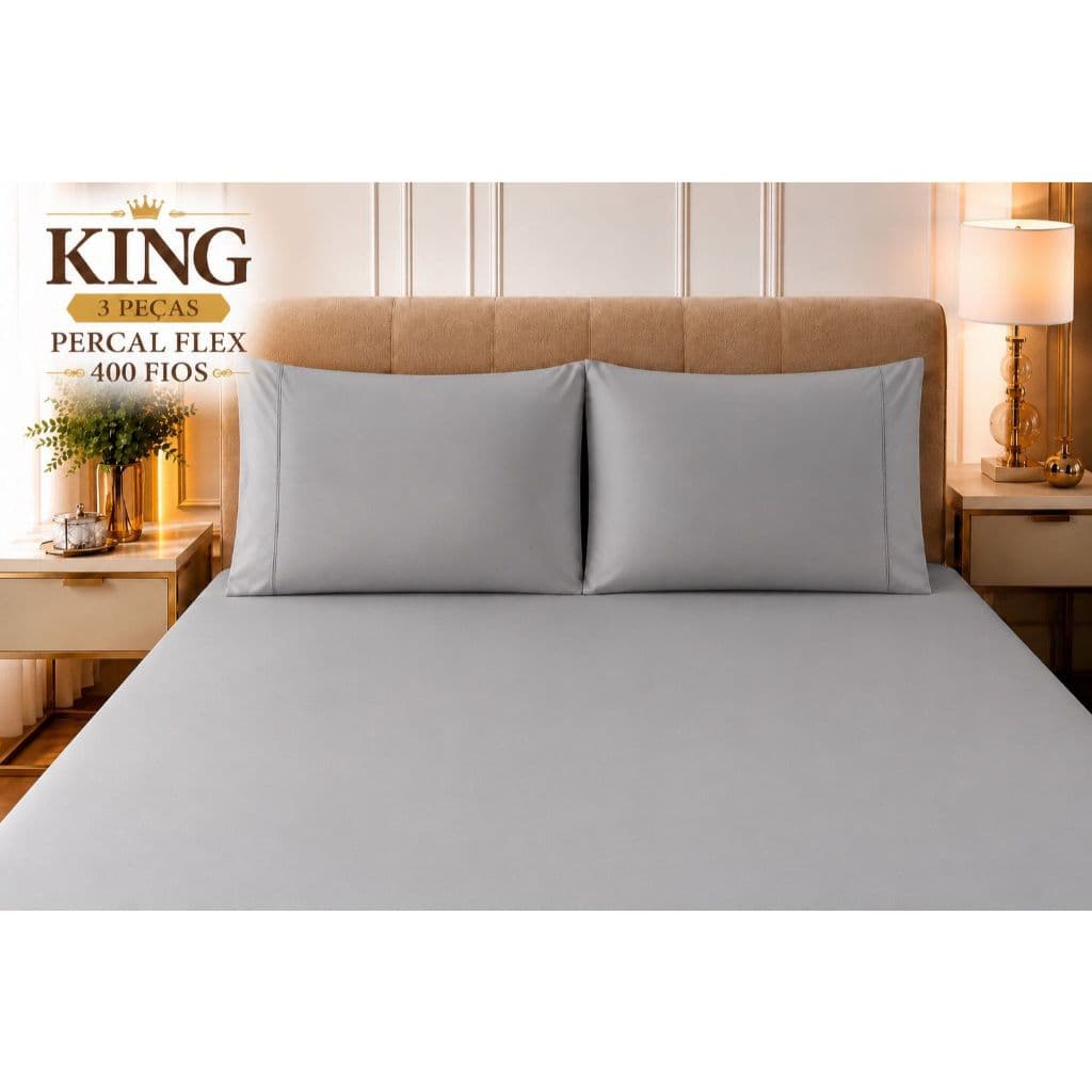 Lençol King 3 Peças Padrão Lençol com Elástico + 2 Fronhas Ponto Palito | Macio Toque Aveludado