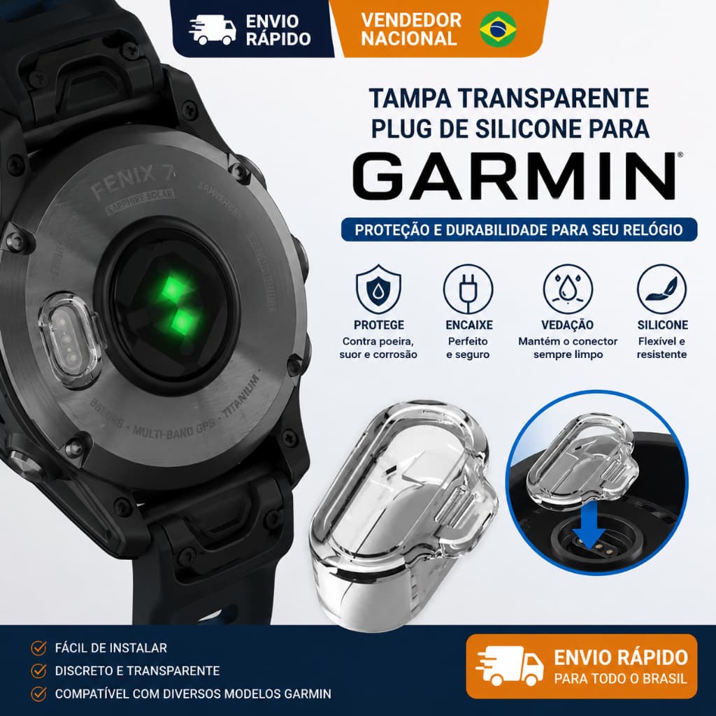 Tampa Transparente Plug Para Garmin de Silicone - Proteção Contra Poeira, Silicone Durável