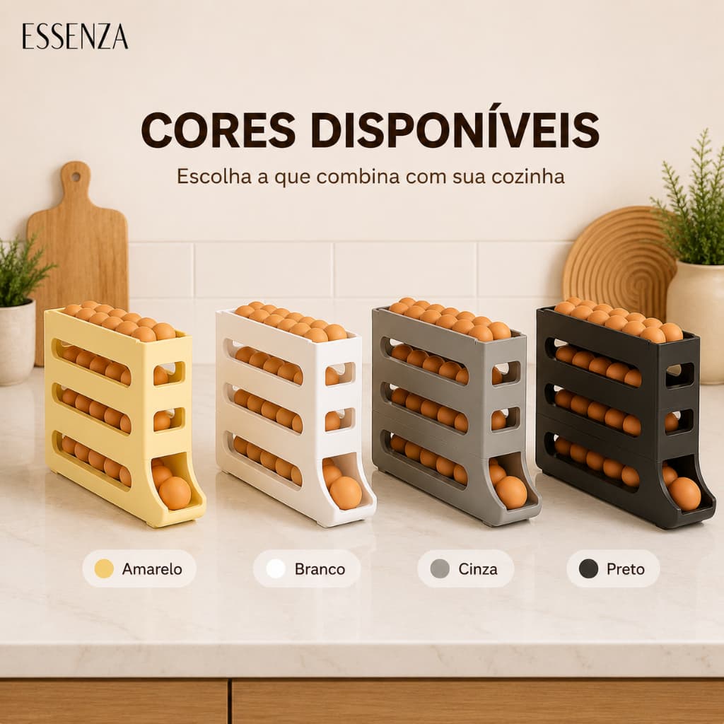 Organizador de Ovos Geladeira AXIOM Porta Ovos Dispenser Automático Rolo 30 Ovos Suporte Cozinha