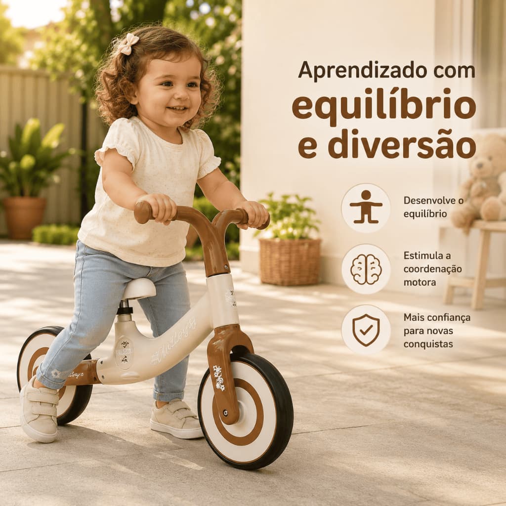 Bicicleta Educativa De Equilíbrio Infantil Sem Pedal Aro 12 Ajustável Até 30kg Primeira Infância