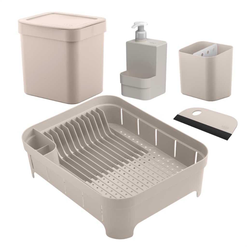 Kit Dispenser Detergente Compact 500ML Escorredor de Louças e Talheres Lixeira 2,5L e Rodo de Pia Trium Ou