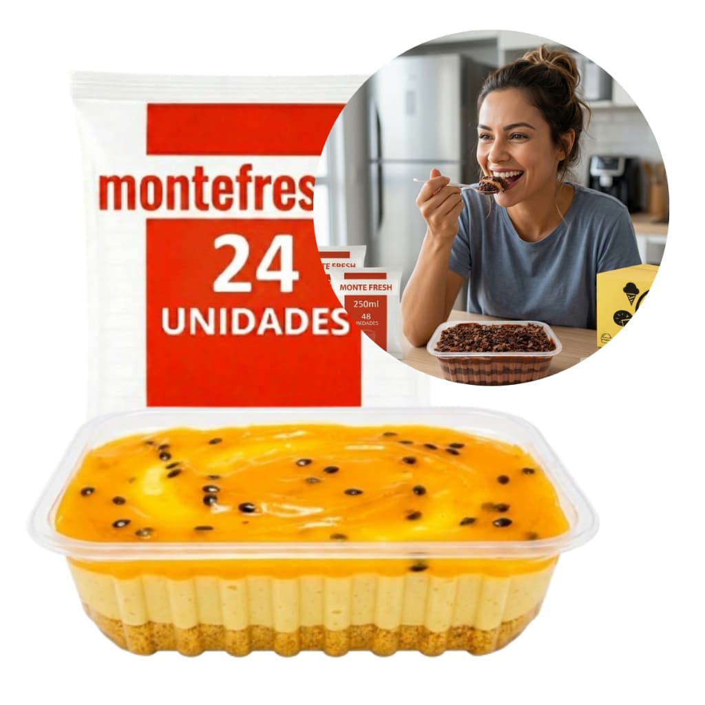 Kit Pote 250ml 24 Un embalagem Retangular Tampa Plastico Marmitinha Fit Marmita DOCES BOLOS PUDIM