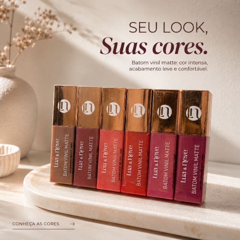 Batom Líquido Vinil Matte Lua e Neve Cores Intensa e Longa Duração