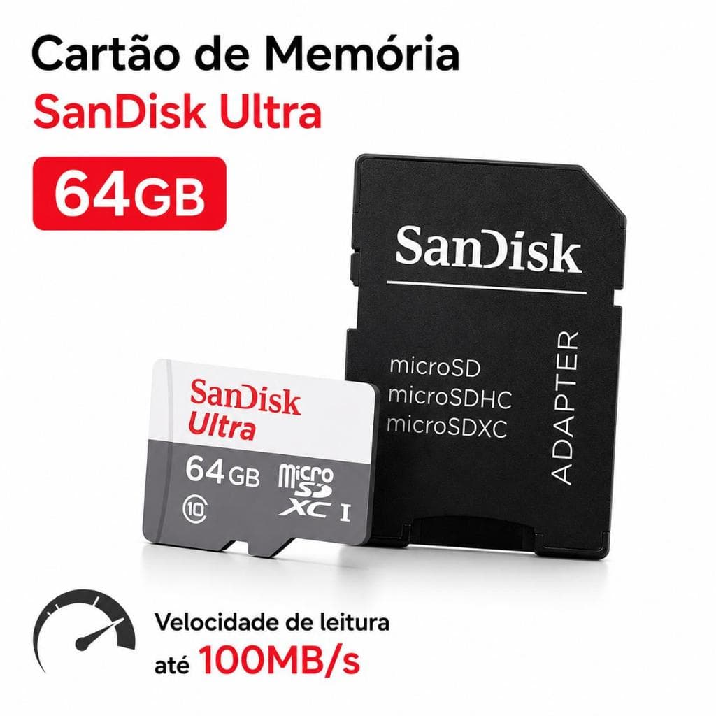 Cartão de memória SanDisk 64GB C/Adaptador 100% Original Classe 10
