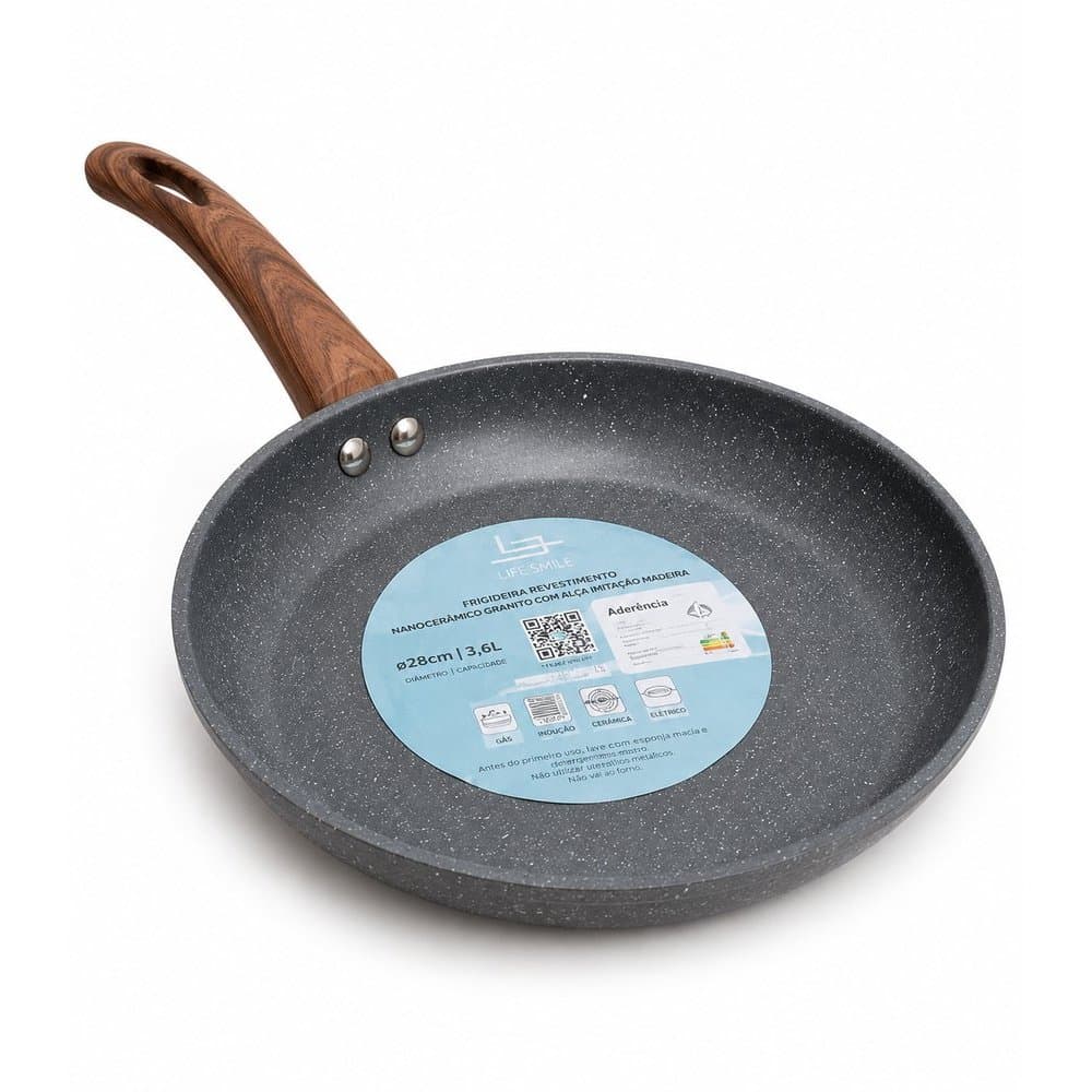 Frigideira Antiaderente Nanocerâmica 24cm Cabo Soft Touch Fogão De Indução E Gás