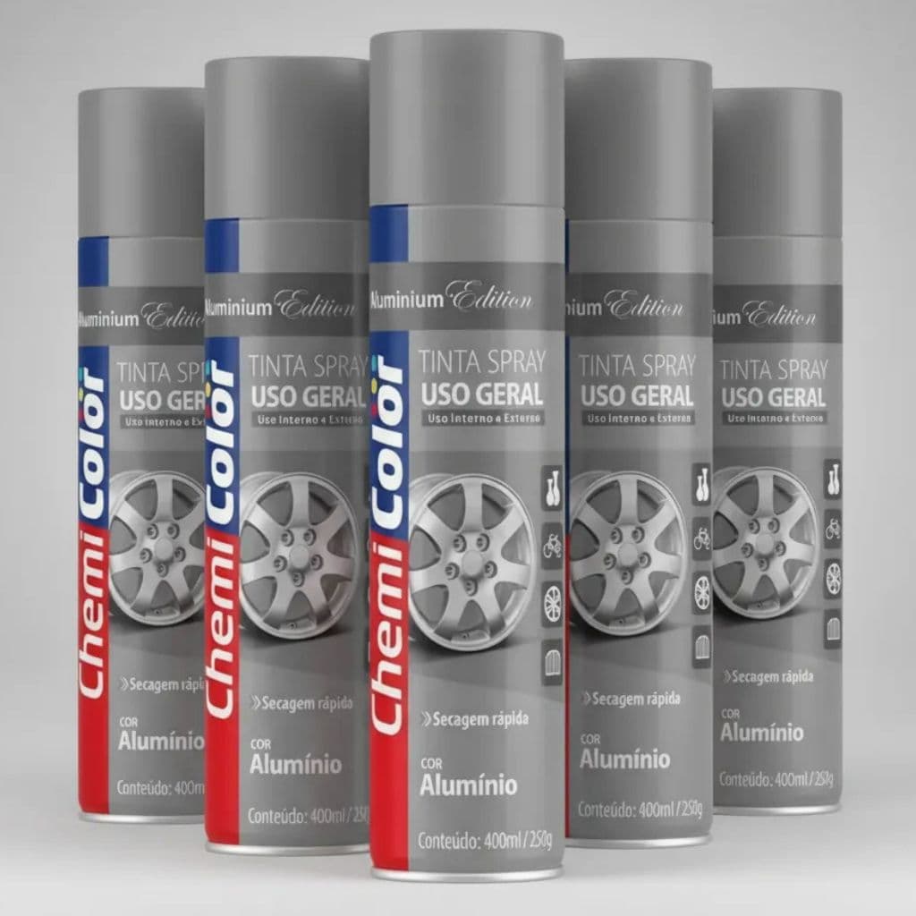 Kit 5 Tintas Spray Alumínio Uso Geral / Secagem Rápida 400ml