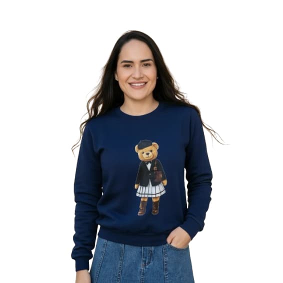 Blusa feminina de frio moda blogueira moletom flanelado premium quentinho estampa urso casual