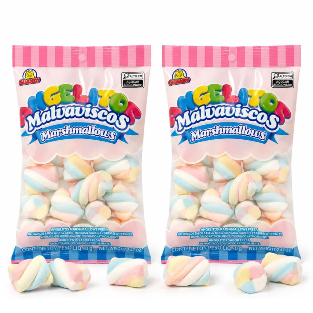 Kit 2 Pacotes Marshmallow Twister Frutas Angelitos 200g Cada lmportado Guandy