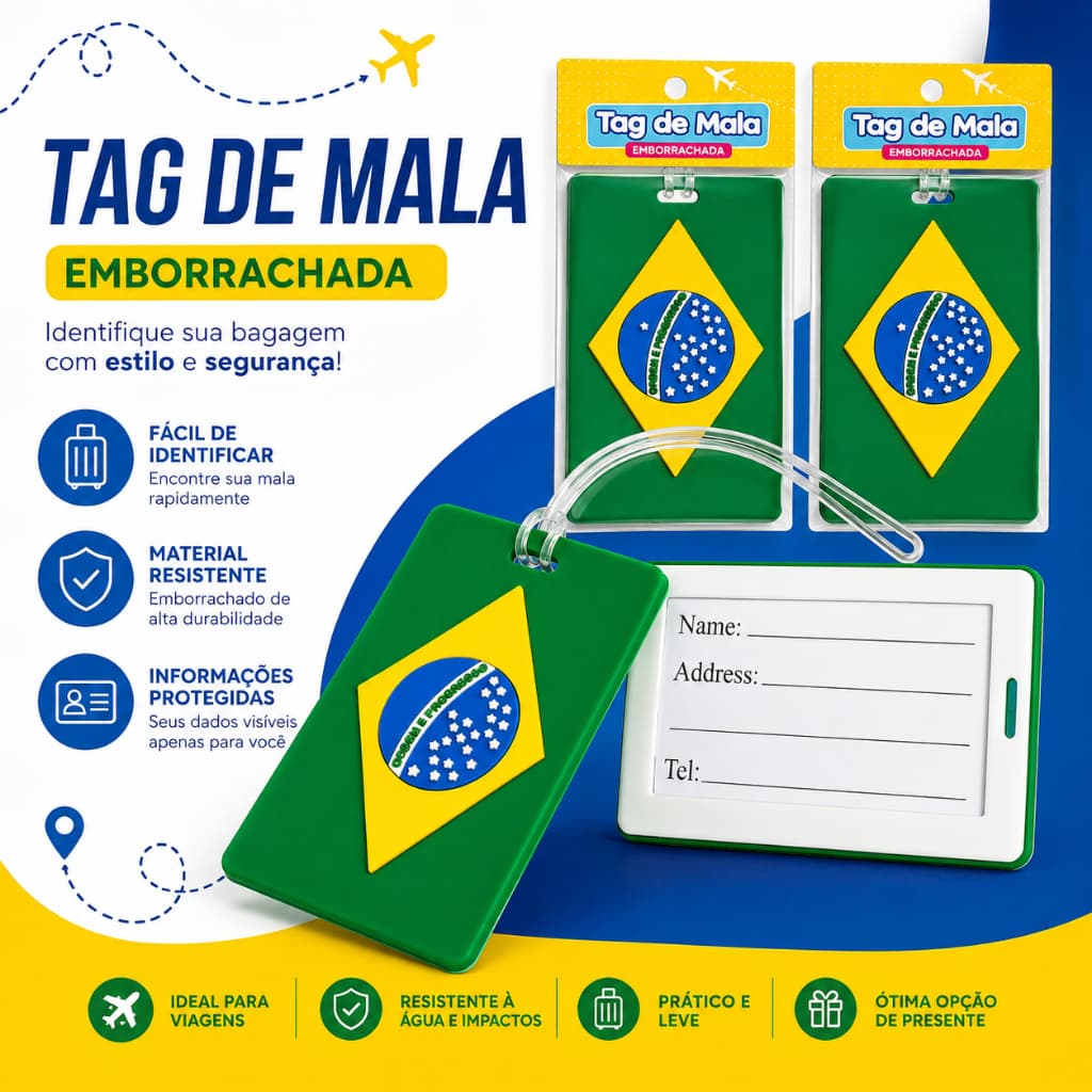 Tag De Bagagem Para Mala De Viagem Bandeira Do Brasil