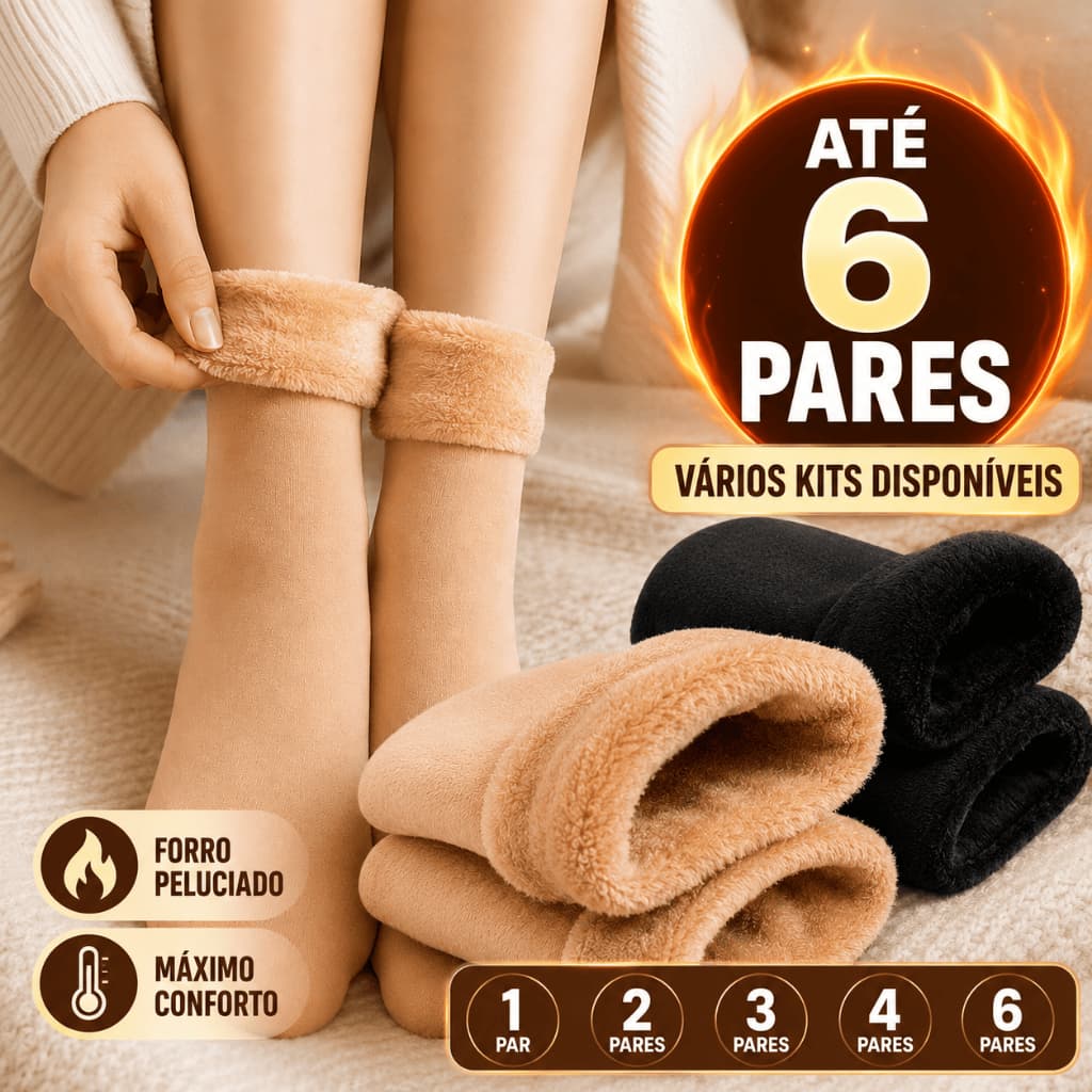 Pares De Meias Térmicas Quentes De Inverno Muito Frio Grossa Pelúcia Interna Confortável Kits de 2 a 6 Pares