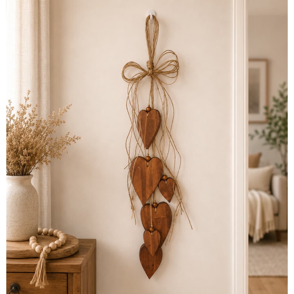 Pencas de Corações Madeira Pinus Decor Rustico moderno  Gra Decorações