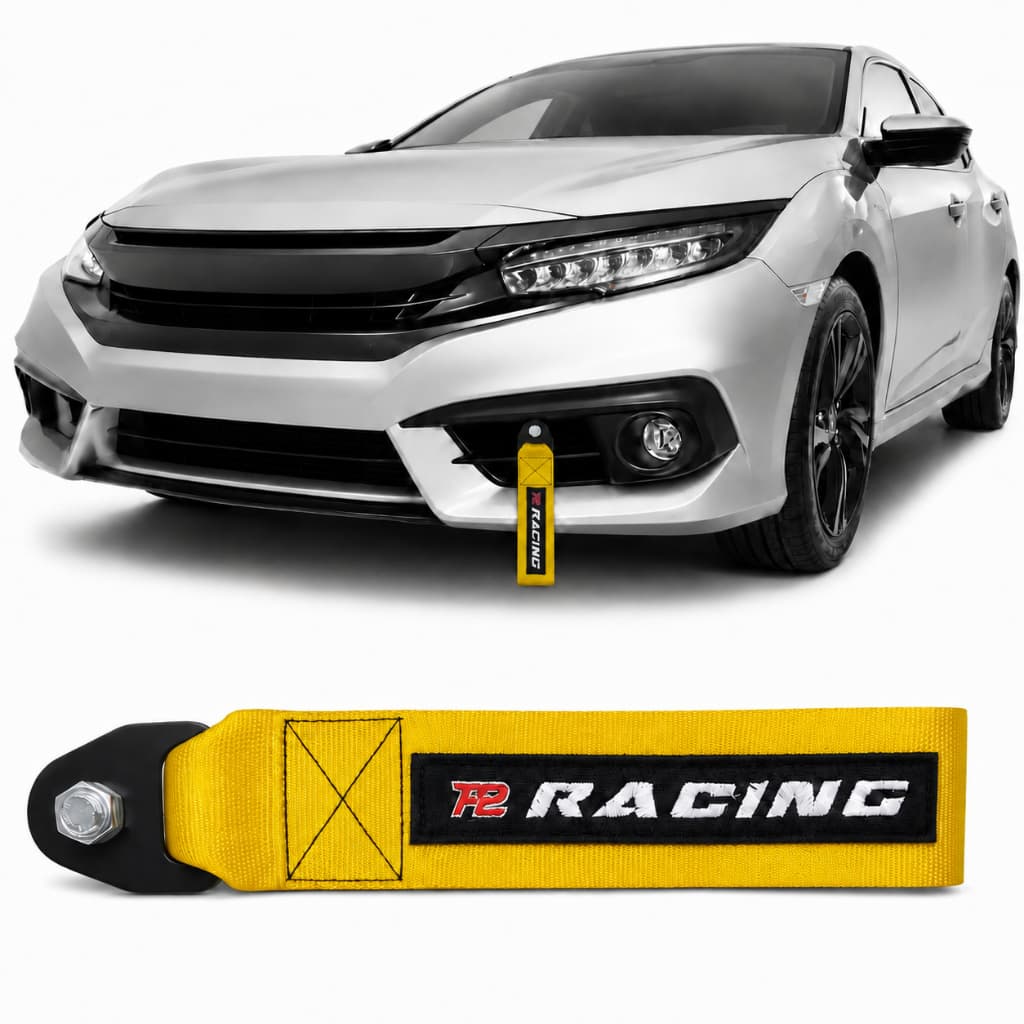 Tow Strap Hook Cinta de Reboque  com Engate Parafusado - Amarelo