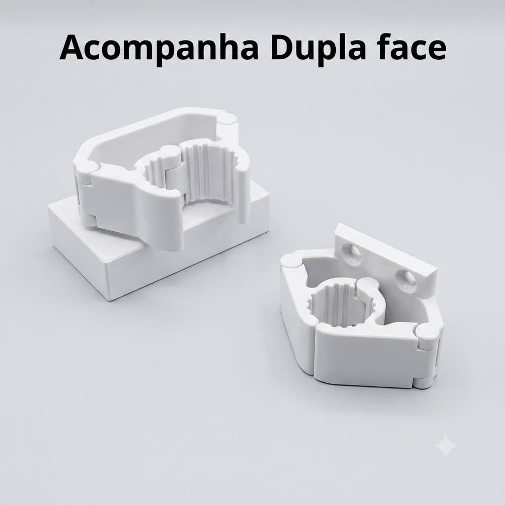 Kit 2 Porta Vassoura Articulado Suporte Parede Organizador Multiuso Dupla Face Branco Resistente