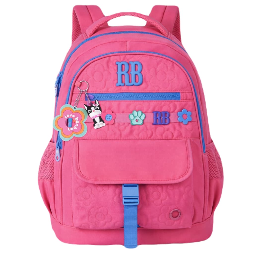 Mochila de Costas Rebecca Bonbon RB Flower Power c/ Chaveiro Flor Preta Rosa Verde