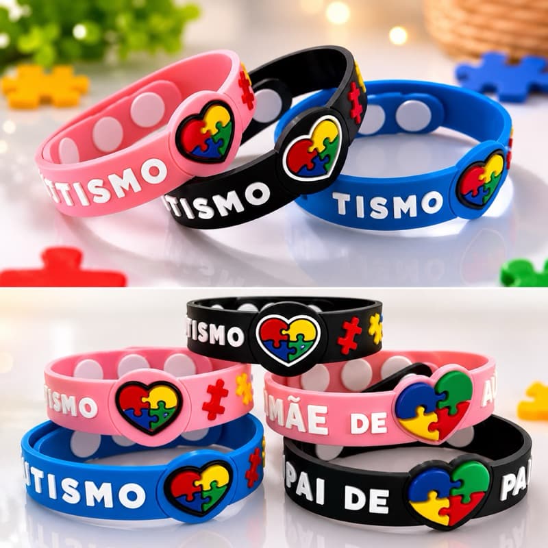 Pulseira Autismo Regulável Infantil e Adulto |Acessório de Inclusão | Pai de Autista | Mãe de Autista